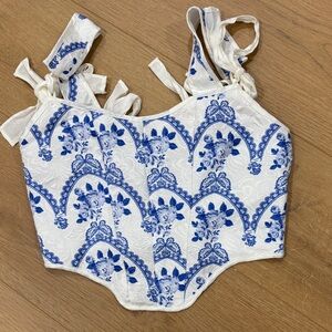 SHEIN Blue and White Floral Top